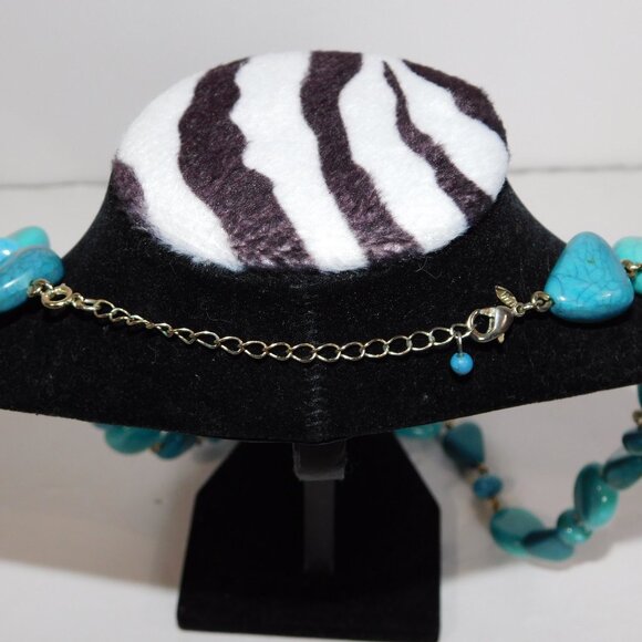 Faux Blue Turquoise Stone Adjustable Length necklace - Picture 7 of 9